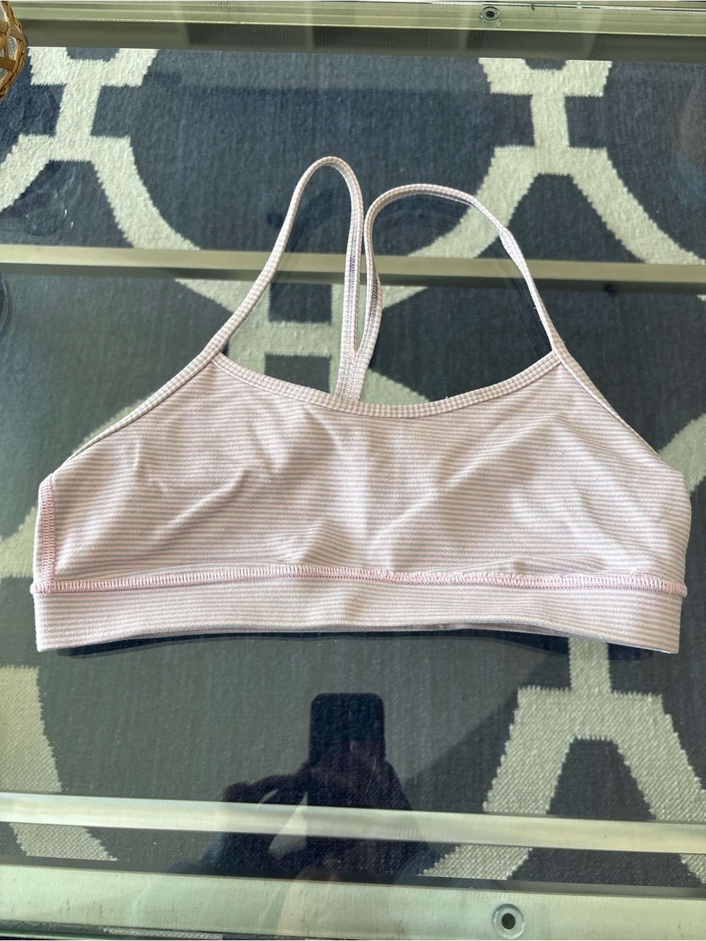 Lululemon Flow Y Bra pink/grey stripe